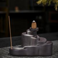 Backflow Incense Burner, Purple Clay, handmade, for home and office & durable & multifunctional, 125x75x80mm, Sold By PC