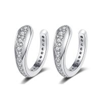 Brass Earring Clip fashion jewelry & micro pave cubic zirconia & for woman nickel lead & cadmium free 13mm Sold By Pair