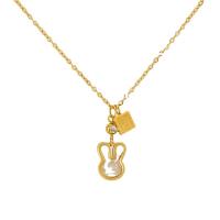 Stainless Steel Jewelry Necklace, 304 Stainless Steel, with Shell, with 1.97inch extender chain, Rabbit, 18K gold plated, fashion jewelry & for woman & with rhinestone, golden, 12x9mm, Length:Approx 17.72 Inch, Sold By PC
