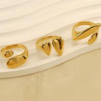 Rozsdamentes acél Finger Ring, 304 rozsdamentes acél, 18K aranyozott, divat ékszerek & különböző stílusokat a választás & a nő, aranysárga, Méret:7, Által értékesített PC