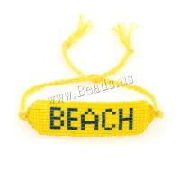 Seedbead Bracelet with Cotton Thread Alphabet Letter Bohemian style & adjustable & for woman yellow nickel lead & cadmium free Length Approx 28 cm Sold By PC