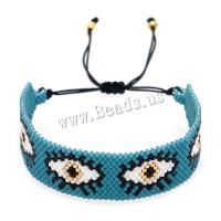 Seedbead Bracelet, with Knot Cord, Evil Eye, Bohemian style & adjustable & for woman, more colors for choice, nickel, lead & cadmium free, 130x20mm, Sold By PC