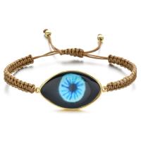 Evil Eye Jewelry Bracelet, Polyester Cord, with Resin, handmade, Bohemian style & Unisex & adjustable, more colors for choice, Length:Approx 28 cm, Sold By PC