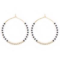 Earring Jewelry Seedbead with Zinc Alloy Donut gold color plated Bohemian style & for woman Sold By Pair