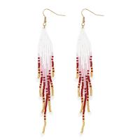 Seedbead Tassel Earring, with Tibetan Style, gold color plated, Bohemian style & for woman, 20x145mm, Sold By Pair