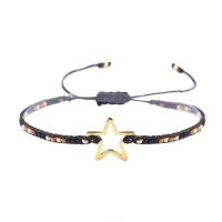 Seedbead bracelet, avec Cordon de noeud & Acier inoxydable 304, étoile, fait à la main, réglable & pour femme, plus de couleurs à choisir, 130x3mm, Longueur Environ 28 cm, Vendu par PC