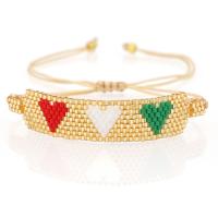Seedbead bracelet, avec Cordon de noeud, coeur, fait à la main, Style bohème & réglable & pour femme, 70x12mm, Longueur:Environ 28 cm, Vendu par PC