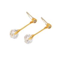 Brass Drop Earring, with Cubic Zirconia, real gold plated, fashion jewelry & for woman, nickel, lead & cadmium free, 8x25mm, Sold By Pair