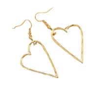 Zinc Alloy Drop Earrings Heart gold color plated fashion jewelry & for woman & hollow nickel lead & cadmium free Sold By Pair