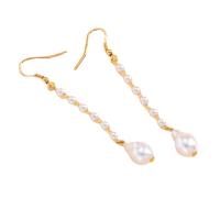 Zinklegierung Ohrringe, mit Kunststoff Perlen, goldfarben plattiert, Modeschmuck & für Frau, frei von Nickel, Blei & Kadmium, 10x74mm, verkauft von Paar