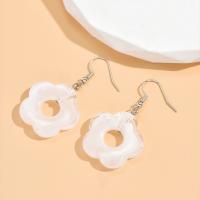 Zinc Alloy Drop Earrings with Acrylic Flower silver color plated fashion jewelry & for woman white nickel lead & cadmium free Sold By Pair