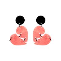 Zinc Alloy Drop Earrings with Acrylic Heart silver color plated fashion jewelry & for woman mixed colors nickel lead & cadmium free Sold By Pair