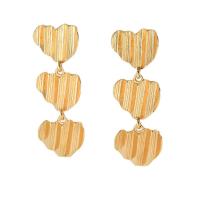 Tibetan Style Drop Earrings, Heart, gold color plated, fashion jewelry & for woman, nickel, lead & cadmium free, 21x61mm, Sold By Pair