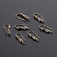 Brass Hook Earwire, gold color plated, DIY & with rhinestone, golden, nickel, lead & cadmium free, 11x20mm, Sold By PC