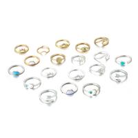 Juego de anillos de aleación de zinc, con Piedras preciosas, chapado, Joyería & para mujer & esmalte, multicolor, Vendido por Set