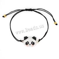 Seedbead Bracelet with Knot Cord Panda handmade adjustable & for woman white and black Length Approx 28 cm Sold By PC