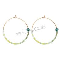 Seedbead Hoop Earring, with Tibetan Style, gold color plated, folk style & for woman, more colors for choice, 35x40mm, Sold By Pair