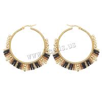 Seedbead Hoop Earring with Zinc Alloy gold color plated Bohemian style & for woman Sold By Pair