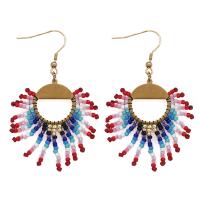 Seedbead Tassel Earring, with Tibetan Style, gold color plated, Bohemian style & for woman, 40x65mm, Sold By Pair