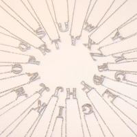Cubic Zircon Micro bane messing halskæde, Alfabet bogstav, forgyldt, mode smykker & forskellige design til valg & Micro Pave cubic zirconia, sølv, nikkel, bly & cadmium fri, Længde Ca. 17 inch, Solgt af PC