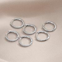 Brass Huggie Hoop Earring, Round, plated, three pieces & fashion jewelry & micro pave cubic zirconia, silver color, nickel, lead & cadmium free, 13x13mm, 3Pairs/Set, Sold By Set