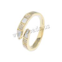 Cubic Zirconia Micro Pave Brass Ring plated fashion jewelry & micro pave cubic zirconia & enamel golden nickel lead & cadmium free Inner Approx 17mm Sold By PC