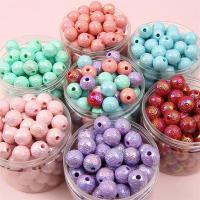 Plated Acrylic Beads, Round, DIY, more colors for choice, 16mm, Hole:Approx 4mm, 4PCs/Bag, Sold By Bag