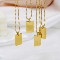 Stainless Steel Jewelry Necklace 304 Stainless Steel with 5cm extender chain Square plated fashion jewelry & Unisex golden Length 50 cm Sold By PC