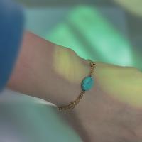 Bijoux bracelet en acier inoxydable, Acier inoxydable 304, avec pierre gemme, avec 5cm chaînes de rallonge, Placage, bijoux de mode, plus de couleurs à choisir, Longueur:17 cm, Vendu par PC