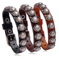 Cowhide Bracelet with Zinc Alloy plated fashion jewelry & for man 10mm Length Approx 9.4 Inch Sold By PC