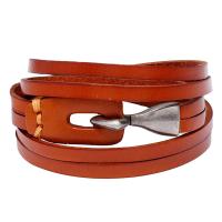 Cowhide Bracelet with Zinc Alloy fashion jewelry & multilayer & for man 10mm Length Approx 24 Inch Sold By PC