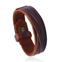 Cowhide Bracelet with Iron vintage & multilayer & for man 30mm Length Approx 8.7 Inch Sold By PC
