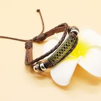 Leather Bracelet with Zinc Alloy plated fashion jewelry & multilayer & Unisex Inner Approx 60mm Sold By PC