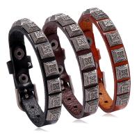 Cowhide Bracelet, with Tibetan Style, plated, fashion jewelry & for man, more colors for choice, 10mm, Length:Approx 9.4 Inch, Sold By PC