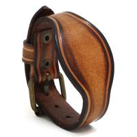 Cowhide Bracelet with Iron plated fashion jewelry & for man brown 37mm Length Approx 10.2 Inch Sold By PC