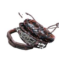 PU Leather Bracelet Set, with Tibetan Style, Anchor and Ship Wheel, plated, fashion jewelry & multilayer & for man, Inner Diameter:Approx 60mm, Sold By Set