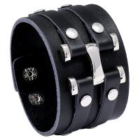 Cowhide Bracelet, with Iron & Tibetan Style, plated, punk style & for man, more colors for choice, 50mm, Length:Approx 9.3 Inch, Sold By PC