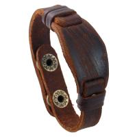 Cowhide Bracelet, with Tibetan Style, punk style & for man, brown, 12mm, Length:Approx 8.3 Inch, Sold By PC