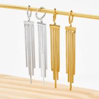 Fashion Fringe Earrings, 304 Stainless Steel, Vacuum Ion Plating, fashion jewelry & for woman, more colors for choice, 90x11.20mm, Sold By Pair
