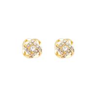 Tibetan Style Stud Earring, high quality plated, fashion jewelry & for woman & with rhinestone, golden, nickel, lead & cadmium free, 11x11mm, Sold By Pair