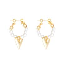 Zinc Alloy Stud Earring with Plastic Pearl high quality plated fashion jewelry & for woman golden nickel lead & cadmium free Sold By Pair