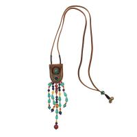 Sweater Chain Necklace, PU Leather, with turquoise & Tibetan Style, fashion jewelry & for woman, Length:Approx 96 cm, Sold By PC
