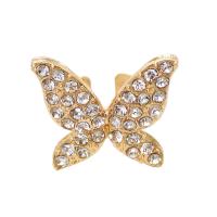 Zinc Alloy Earring Clip Butterfly fashion jewelry & for woman & with rhinestone golden nickel lead & cadmium free Sold By PC