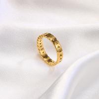 Rozsdamentes acél Finger Ring, 316L rozsdamentes acél, 18K aranyozott, divat ékszerek & különböző méretű a választás & a nő, aranysárga, Által értékesített PC