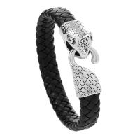 PU Leather Cord Bracelets with Zinc Alloy Snake polished fashion jewelry & Unisex 12mm Length 22 cm Sold By PC