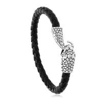PU Leather Cord Bracelets with Zinc Alloy Snake polished fashion jewelry & Unisex Length 22 cm Sold By PC