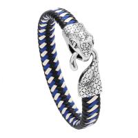 Bracelets cordon PU, cuir PU, avec alliage de zinc, serpent, fait à la main, bijoux de mode & unisexe, deux couleurs différentes, Longueur:22 cm, Vendu par PC