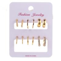 Zinc Alloy Drop Earrings plated 6 pieces & fashion jewelry & for woman & with rhinestone Sold By Set