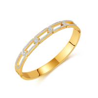Stainless Steel Bangle 304 Stainless Steel Vacuum Ion Plating fashion jewelry & micro pave cubic zirconia & for woman 7*170mm Sold By PC