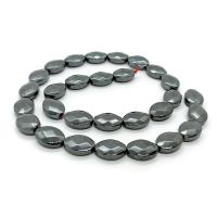 Non Magnetic Hematite Beads Flat Oval polished DIY & faceted black Sold Per Approx 40 cm Strand